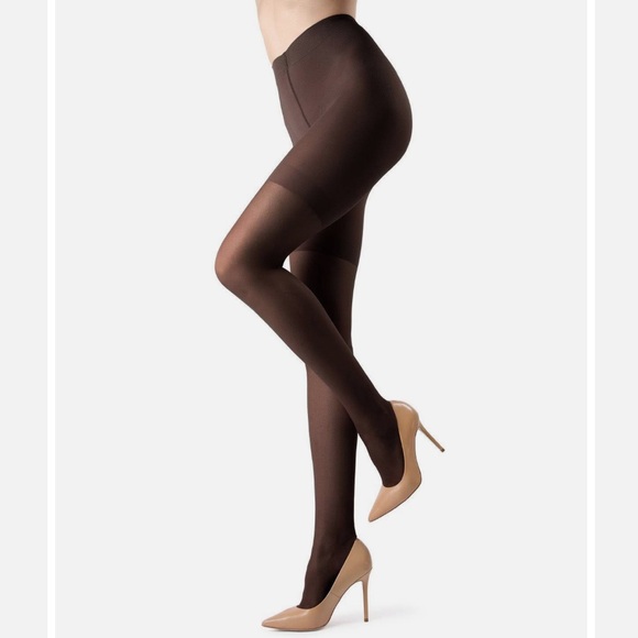 NWT MEMOI CRYSTAL SHEER SHAPER PANTYHOSE CONTROL TOP TIGHTS IN BLACK - Picture 4 of 8